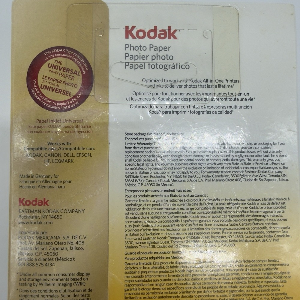KODAK Photo Paper Gloss Instant Dry 4" x 6" 100 Sheets 6 mil Thickness - Picture 5 of 7